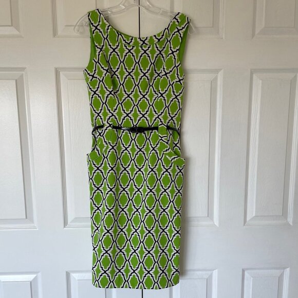 London Times Dresses & Skirts - London Times lime green geometric print sheath dress size 6 never been worn